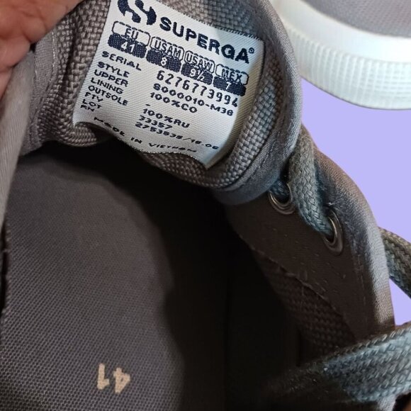 Superga 2750 Cotu Classic Grey Sage Canvas Lace-Up Sneakers Size 9.5 - Picture 9 of 16